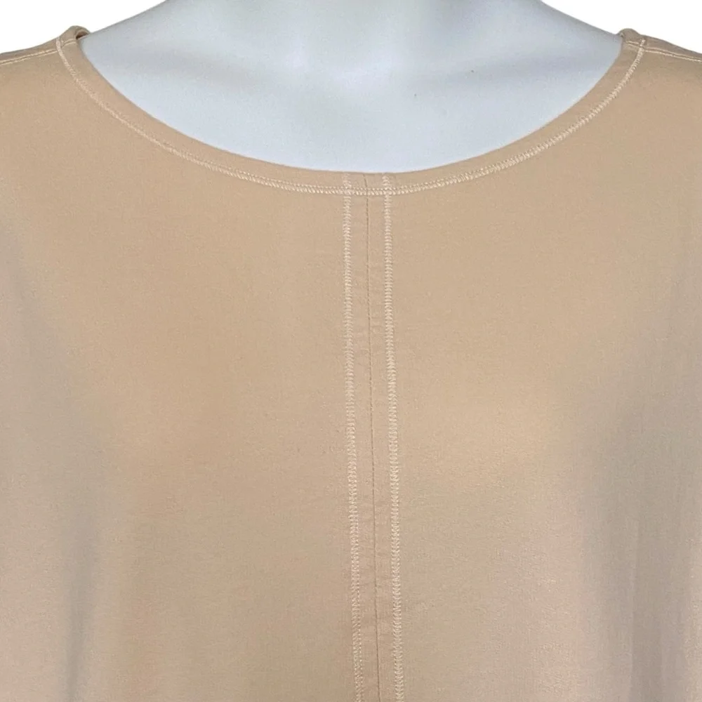 Umgee Dip Dye Ombré Mini Shirt Dress Taupe Bronze Pockets Womens Size Large NWT